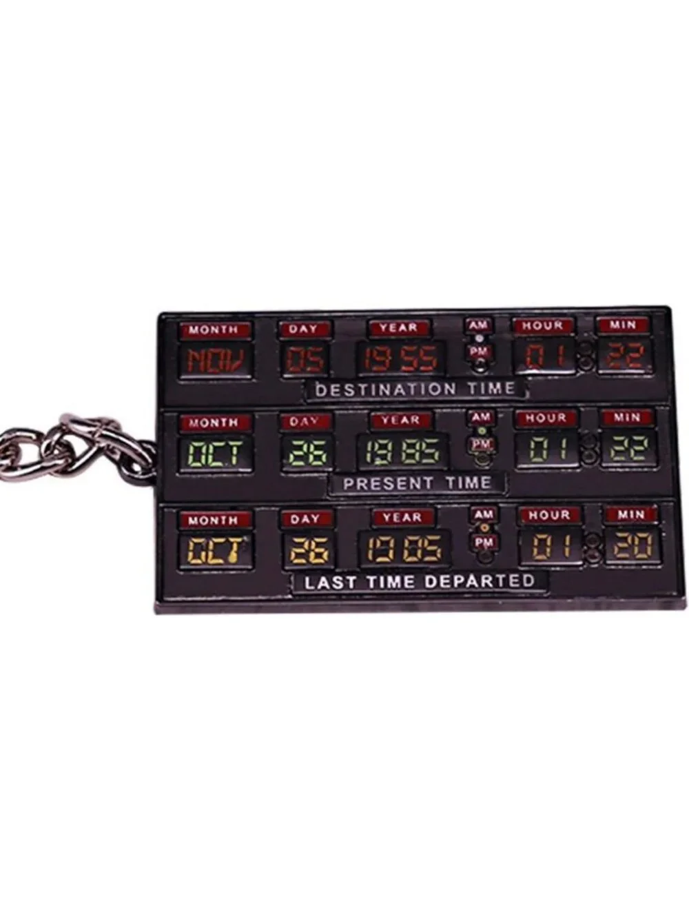Retro Time Travel Keychain - Delorean, Doc Brown & Marty McFly Inspired Key Ring